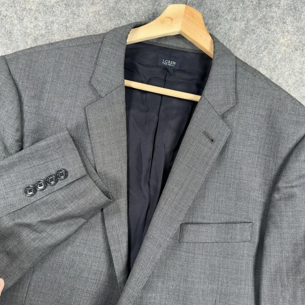 J Crew Ludlow‎ Blazer Mens 44R Gray Wool Two Button Jacket Tollegno 1900